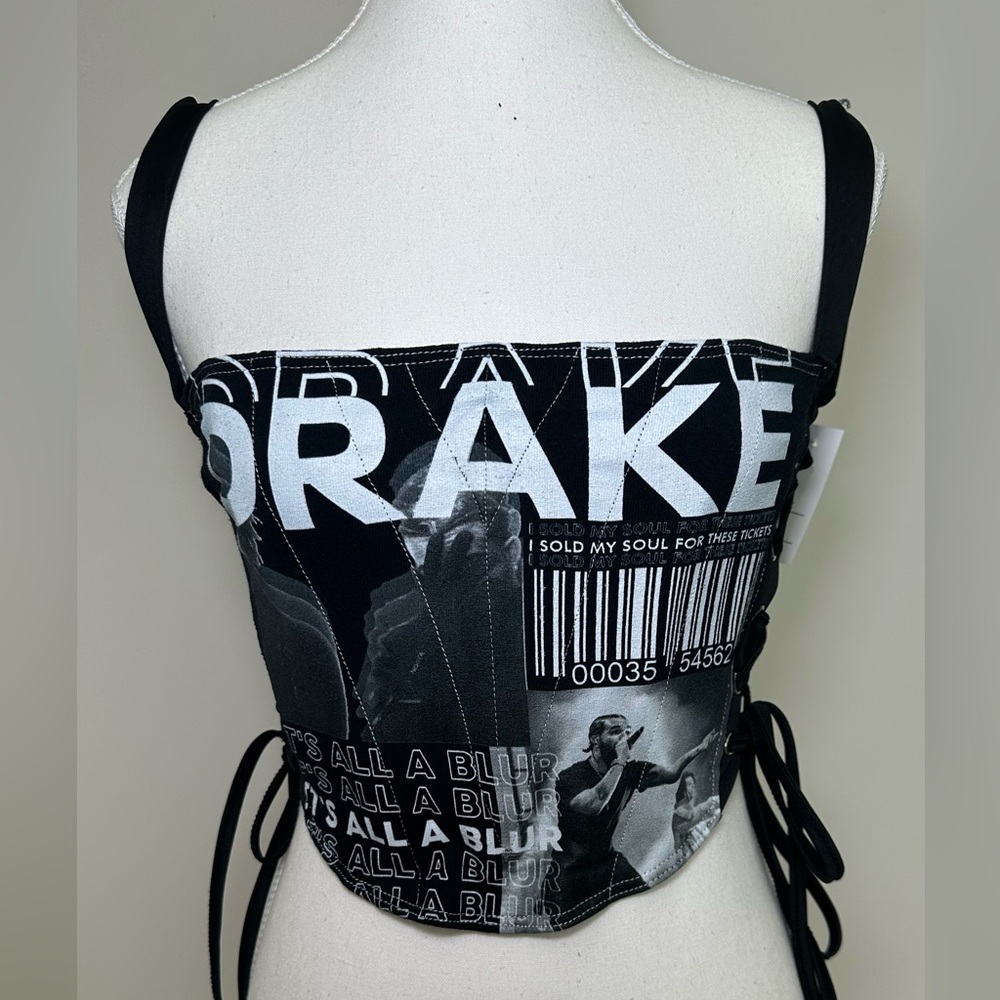 Drake It’s All A Blur Tour Corset Top IAMKOKO.LA Y2K Lace Up Halter Graphic Y2K - Picture 1 of 11